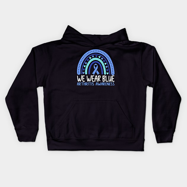 We Wear Blue Arthritis Awareness Kids Hoodie by Manut WongTuo